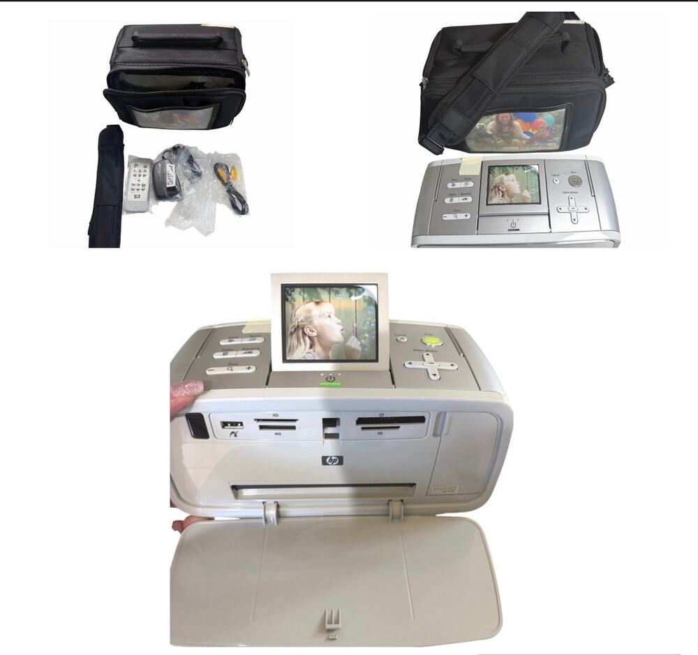 VTG 2005 HP Photosmart 475 Portable Compact Photo Printer w/ Case & Remote NWOB